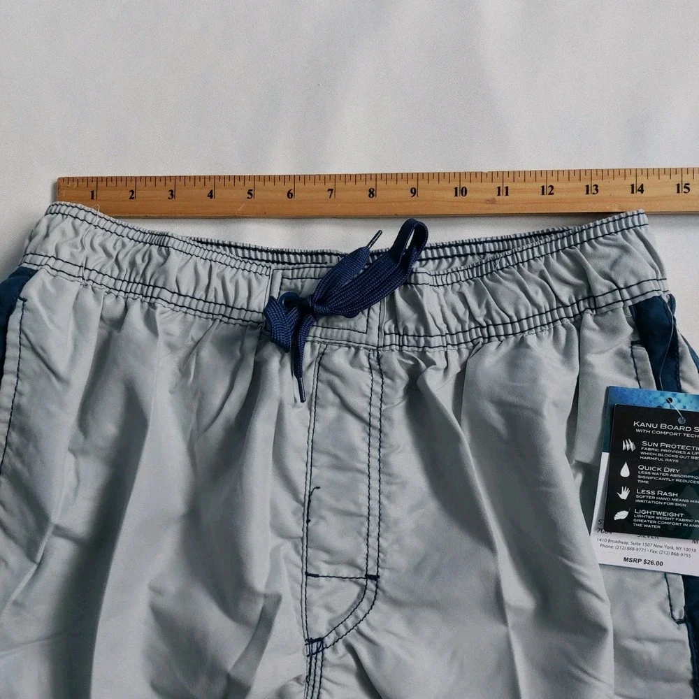 Kanu Surf Board Shorts‎ Gray Swim Beach Cargo Pockets Lined Drawstring Size M